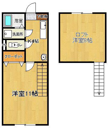 ユノソハイツ(1SK/2階)の間取り写真