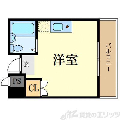 茨木ロイヤル(ワンルーム/5階)の間取り写真