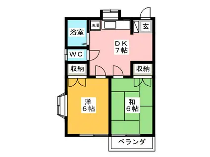 リバーフィールドハイツ A(2DK/2階)の間取り写真