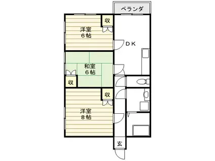 第3寿ハイツ(3DK/1階)の間取り写真