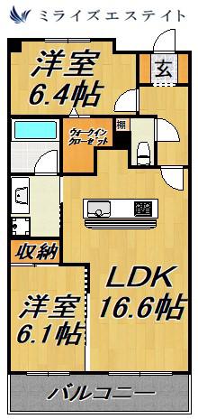 ロイヤルパークス千種(2LDK/7階)の間取り写真