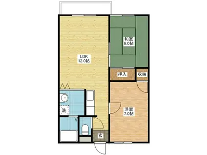 コーポビスタII(2LDK/1階)の間取り写真