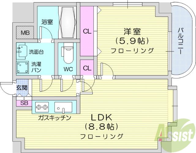 クラベール(1LDK/2階)の間取り写真