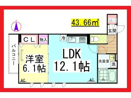 DL DBLESS湘南台6丁目 (1LDK/3階)の間取り写真
