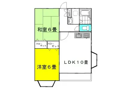 サウス・ウインド2ND(2LDK/2階)の間取り写真