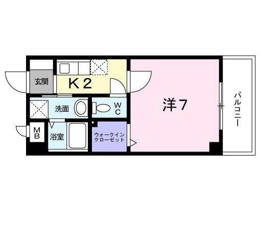 エルマーノ下到津(1K/4階)の間取り写真