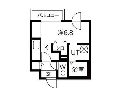 LUCE SOLARE麻生(1K/2階)の間取り写真