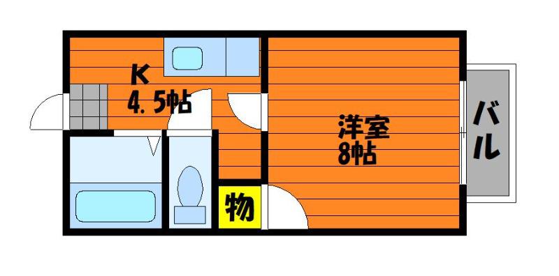 アルカディア総社(1K/1階)の間取り写真