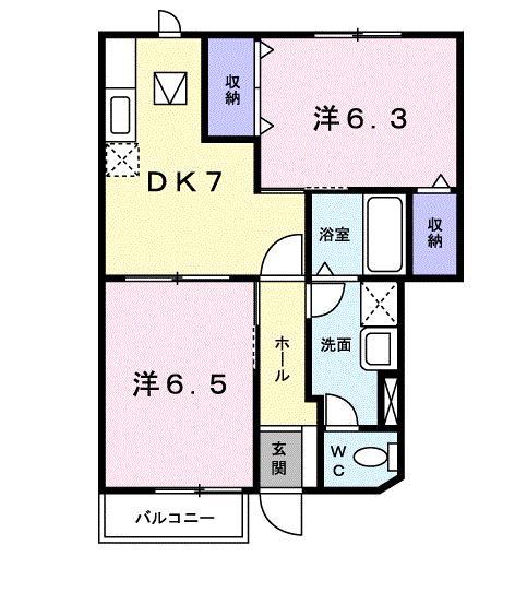 エクセレンス(2DK/1階)の間取り写真
