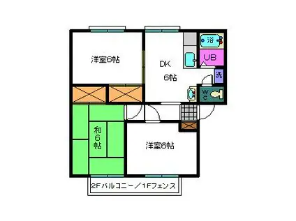 ハッピーアイランドTWO(3DK/2階)の間取り写真