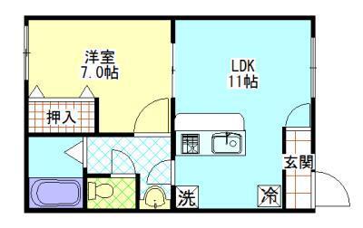 アーバンライフK&K(1LDK/2階)の間取り写真