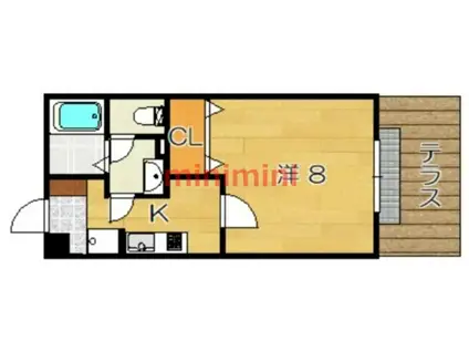 フラッツサンユウ(1K/1階)の間取り写真