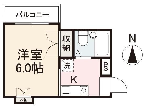 サンハイツ太田(1K/4階)の間取り写真