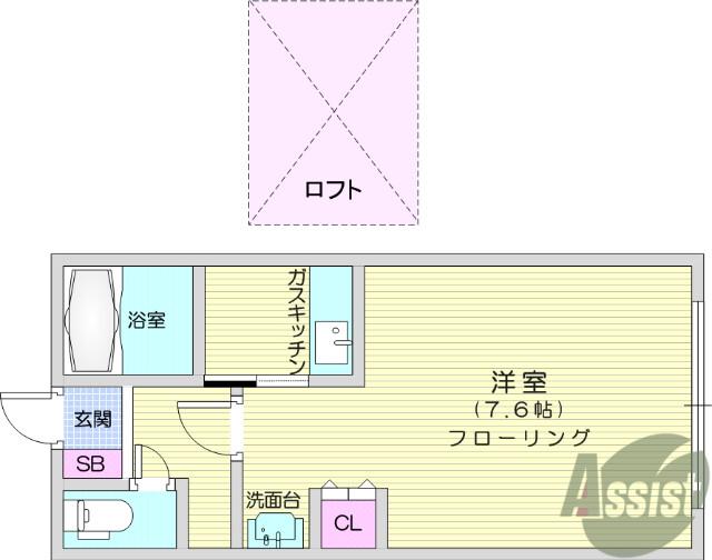 CITY CABIN(1K/1階)の間取り写真
