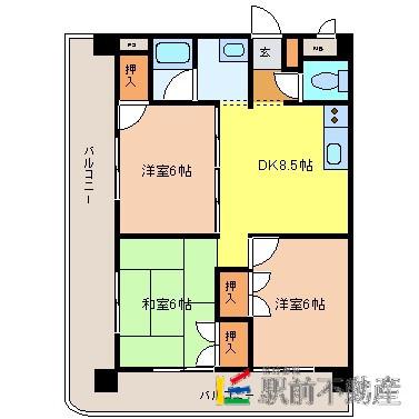 メゾン原II(3DK/10階)の間取り写真