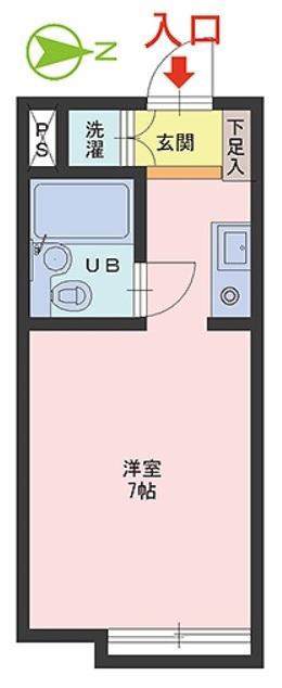 ベルトピア花堂(ワンルーム/2階)の間取り写真