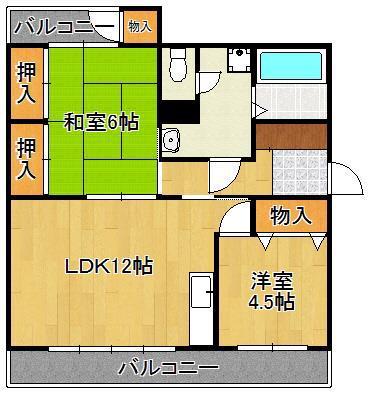 第2石打ビル(2LDK/2階)の間取り写真