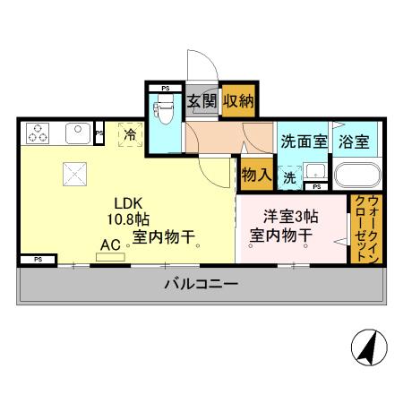 DEARROOM堀之内南 202(1LDK/2階)の間取り写真