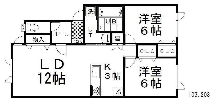 URBAN PORT SIROYAMA(2LDK/1階)の間取り写真