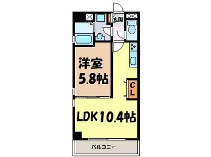 STUDIODUO1252(1LDK/4階)の間取り写真