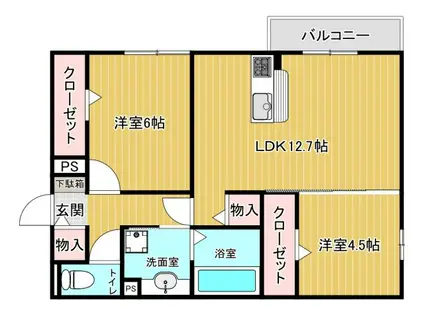 Jソレイユ錦が丘(2LDK/3階)の間取り写真