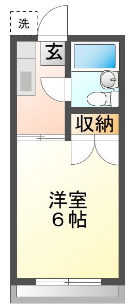 サウスコーポ(1K/2階)の間取り写真