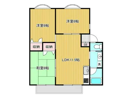 小林ハイツII(3LDK/1階)の間取り写真