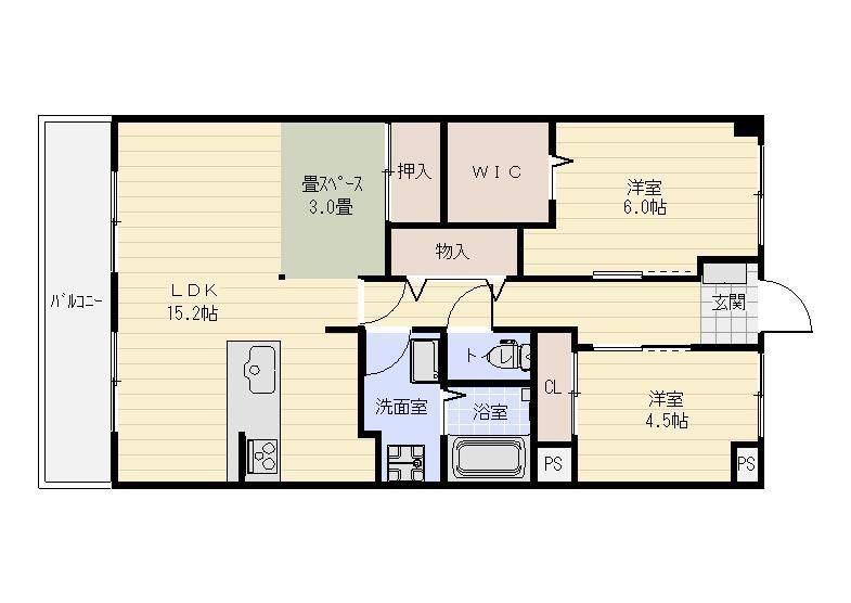 ヴィーブル東若林(2LDK/3階)の間取り写真