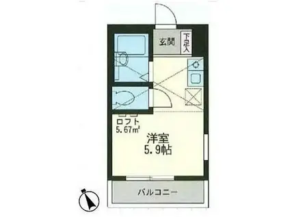 フィットハウス上永谷(1K/2階)の間取り写真