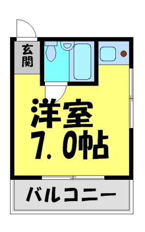 リベラールハイム(1K/2階)の間取り写真