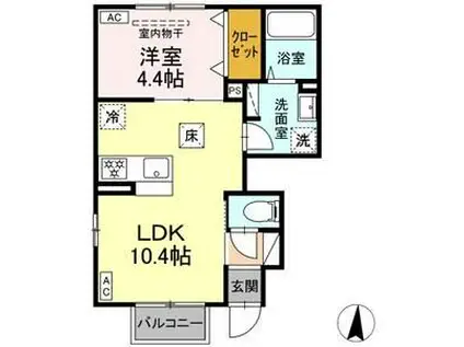 LA VIERGE II(1LDK/1階)の間取り写真