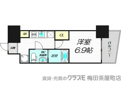 SERENITE福島SCELTO(1K/9階)の間取り写真