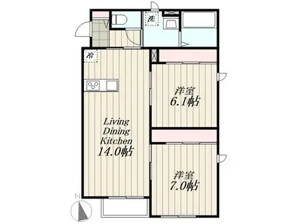 レジデンスK雑司が谷(2LDK/1階)の間取り写真