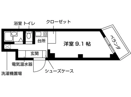 ナンバOMマンション(1K/3階)の間取り写真