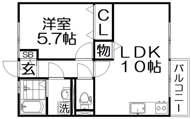 プレジール I(1LDK/2階)の間取り写真