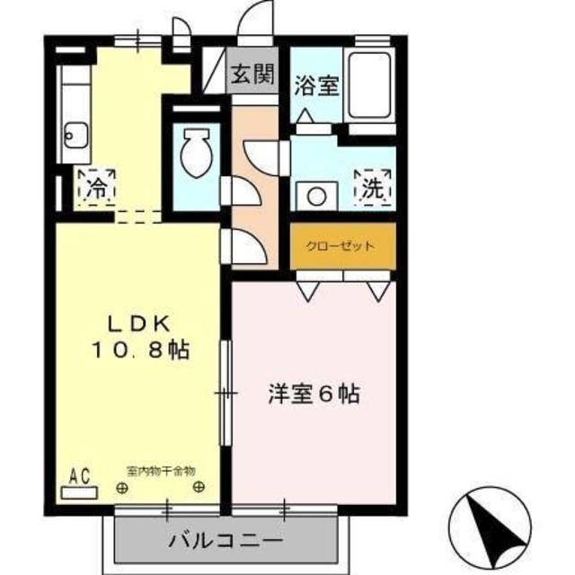 ソレイユ長沢I(1LDK/2階)の間取り写真