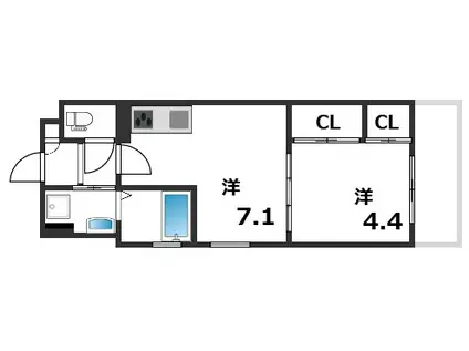 リアン名谷(1LDK/3階)の間取り写真