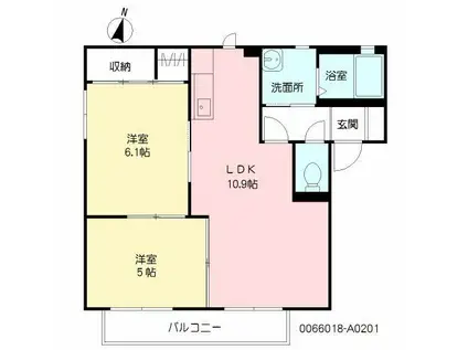 バリュージュウィング(2LDK/2階)の間取り写真