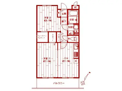 サークビルズIII(2DK/2階)の間取り写真