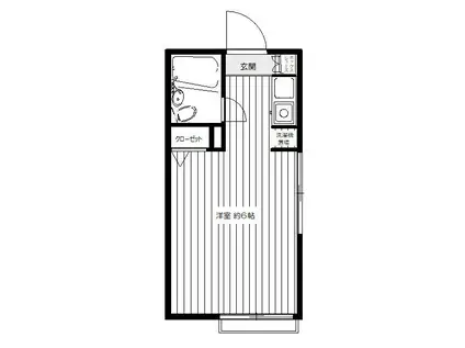 ヴィラ仁(ワンルーム/2階)の間取り写真