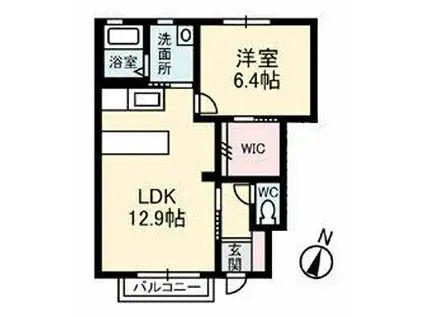 ベクエームMI(1LDK/1階)の間取り写真