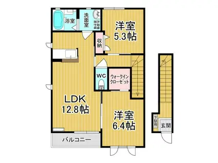 ラフィーネA棟(2LDK/2階)の間取り写真