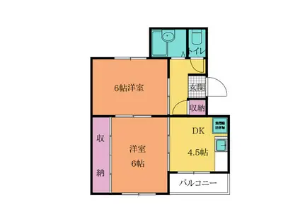 ヴィラナリー門司3棟(2DK/5階)の間取り写真