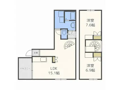 エミアス(2LDK/3階)の間取り写真
