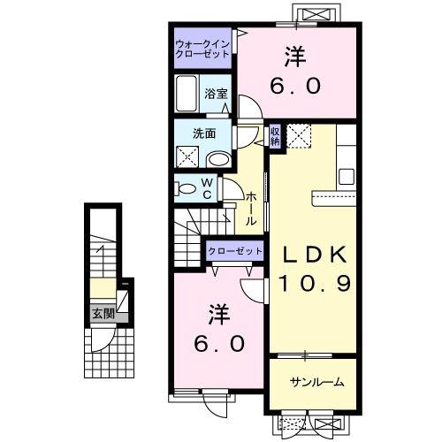 ベル アンジュIII(2LDK/2階)の間取り写真
