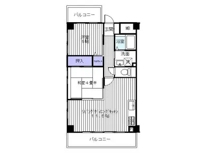 ランファンドール二子玉川(2LDK/4階)の間取り写真