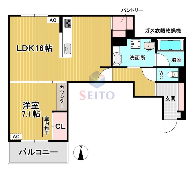 DAIWA CITY NAKASAKURAZUKA(1LDK/2階)の間取り写真