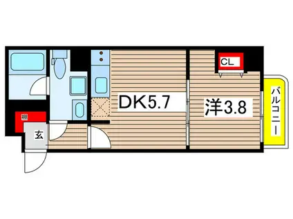 ディアレイシャス南砂町(1DK/3階)の間取り写真