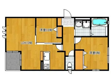 グランテージCHIZU(2LDK/2階)の間取り写真