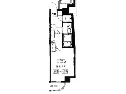 カルディナーレ(1K/5階)の間取り写真